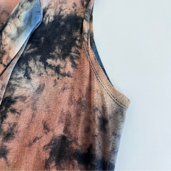 Coin 1804 Draped Cardigan Duster Vest Womens Medium Blue Brown Tie Dye Hoodie - Picture 11 of 13